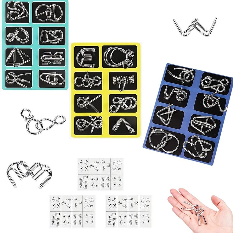 مجموعة ألغاز مونتيسوري المعدنية 24 قطعة، ألعاب فك تشابك الأسلاك للتركيز، لون مختلط 1 - Image 1